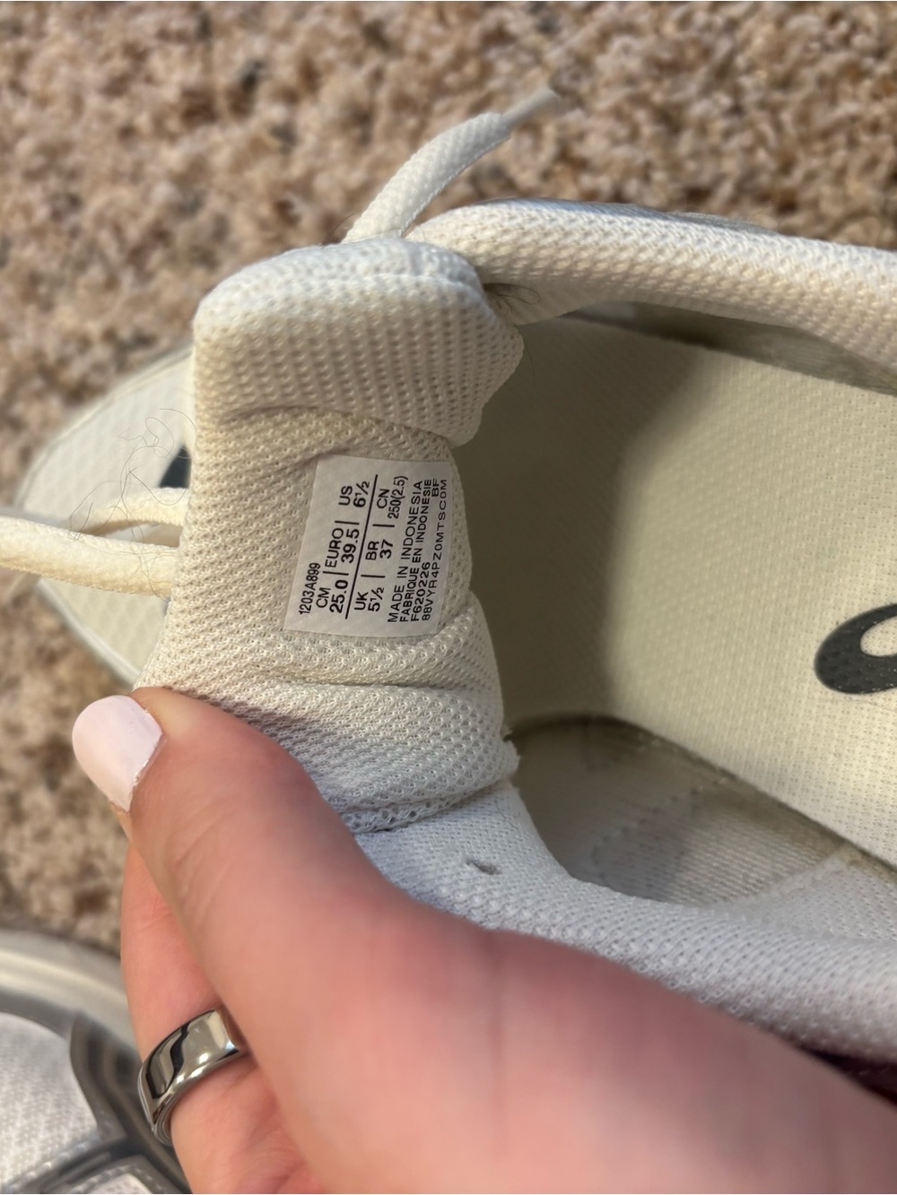 ASICS Cream and Silver Women's Athletic Sneakers - Picture 5 of 8